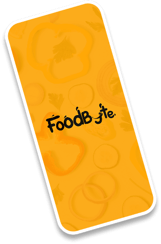 Foodbyte app splash screen on a phone